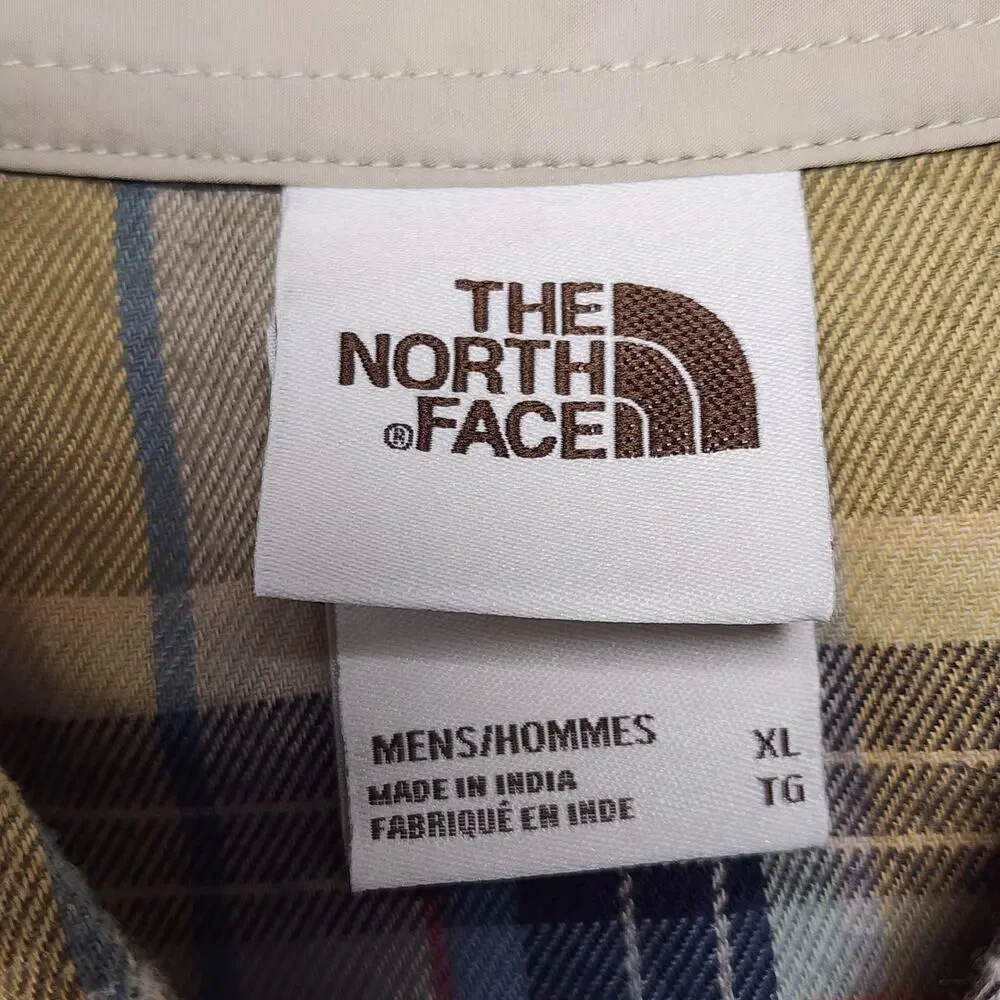 The‎ North Face Plaid Flannel Button Down Shirt Men XL Yellow Outdoor